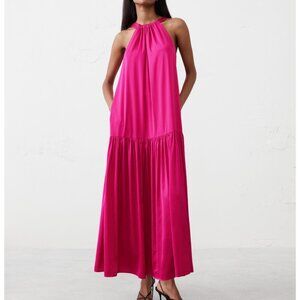 Banana Republic Gathered Halter Maxi Dress Night Fuchsia NWT
